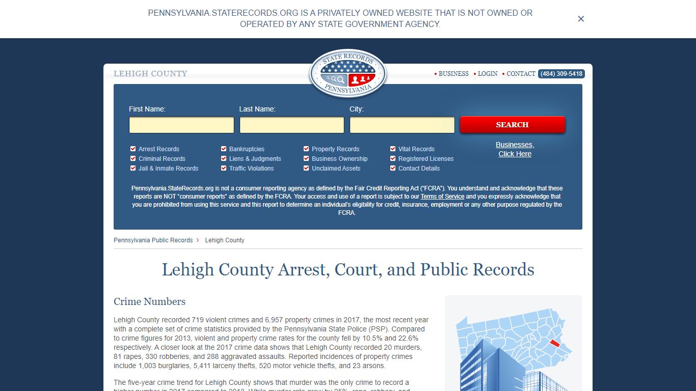 Lehigh County Arrest, Court, and Public Records