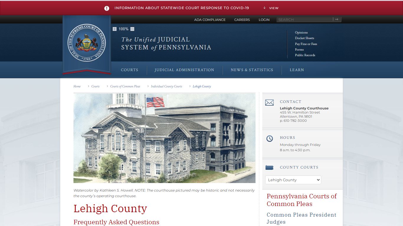 Lehigh County | Individual County Courts - Judiciary of Pennsylvania